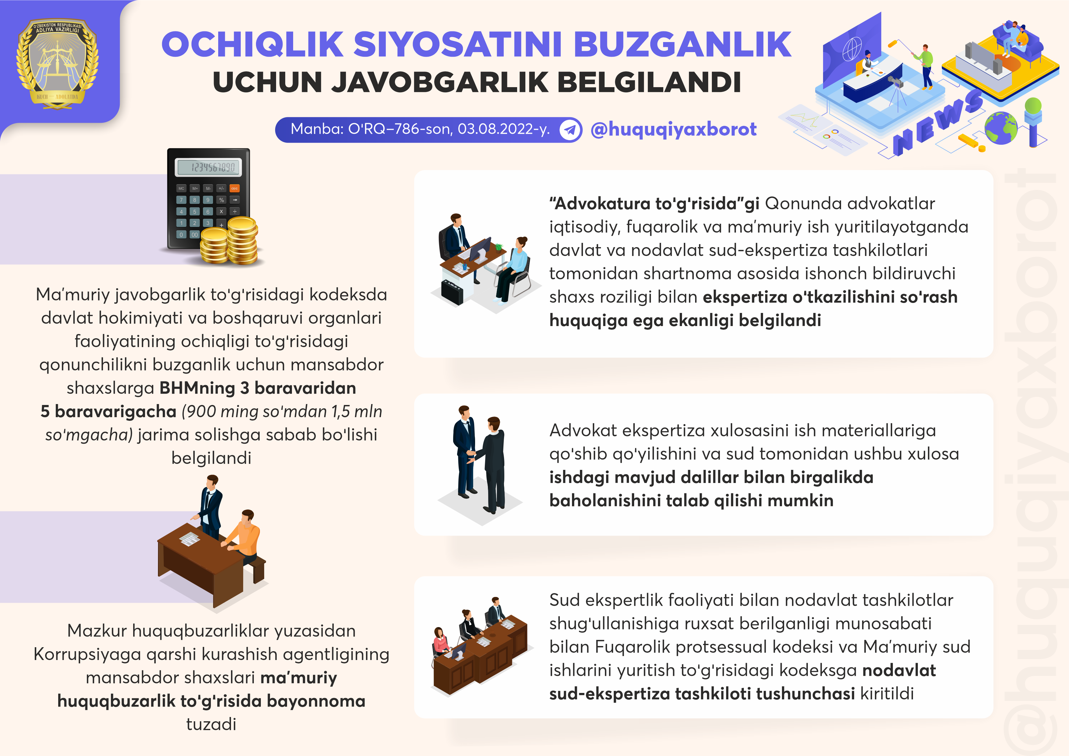 “O‘zbekiston Respublikasining ayrim Qonun hujjatlariga o‘zgartish va qo‘shimchalar kiritish, shuningdek ayrim qonun hujjatlarini o‘z kuchini yo‘qotgan deb topish to‘g‘risida” O‘RQ-786-son O‘zbekiston